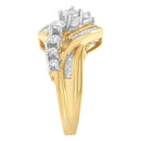 10K Two-Toned Diamond Bypass Ring (1 Cttw, H-I Color, SI2-I1 Clarity) - Size 6-1/2