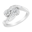 14K White Gold Round and Baguette Diamond Bypass Ring (1/2 cttw, H-I Color, I1-I2 Clarity) - Ring Size 6