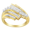 10K Yellow Gold Round and Baguette Diamond-Cut Ring (1/2 Cttw, I-J Color, I1-I2 Clarity) - Size 7