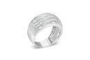 .925 Sterling Silver 1.0 Cttw Baguette-Cut Diamond 6-Row Channel Set Domed Tapered Cocktail Fashion Ring (H-I Color, I2-I3 Clarity) - Size 6-1/2