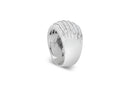 .925 Sterling Silver 1.0 Cttw Baguette-Cut Diamond 6-Row Channel Set Domed Tapered Cocktail Fashion Ring (H-I Color, I2-I3 Clarity) - Size 6-1/2