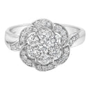 14K White Gold Floral Cluster Diamond Ring (1.0 Cttw, H-I Color, SI2-I1 Clarity) - Size 6