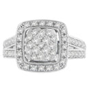 10K White Gold Diamond Cluster Ring (1 Cttw, H-I Color, SI2-I1 Clarity) - Size 6-1/2