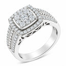 10K White Gold Diamond Cluster Ring (1 Cttw, H-I Color, I1-I2 Clarity) - Size 6-3/4
