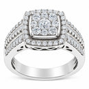 10K White Gold Diamond Cluster Ring (1 Cttw, H-I Color, I1-I2 Clarity) - Size 6-3/4