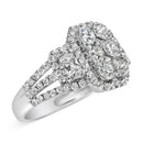 14K White Gold 2 1/4 Cttw Diamond Cocktail Cluster Ring (G-H Color, SI2-I1 Clarity) - Size 7