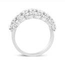 10K White Gold 2 1/2 Cttw Round Natural Diamond 3 Row Band Ring (I-J Color, I1-I2 Clarity) - Ring Size 7
