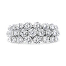 10K White Gold 2 1/2 Cttw Round Natural Diamond 3 Row Band Ring (I-J Color, I1-I2 Clarity) - Ring Size 7