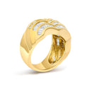 14K Yellow Gold 1-1/3 Cttw Baguette Diamond Wave Design Band Ring