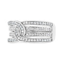 .925 Sterling Silver 1/2 Cttw Diamond Multi-Row Bypass Band Ring (I-J Color, I3 Clarity) - Size 7