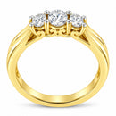 10K Yellow Gold Three-stone Diamond Ring (0.50 cttw, J-K Color, I2-I3 Clarity)