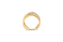 18K Yellow Gold Plated Sterling Silver 1/4 Cttw Diamond Open Crossover Band Ring