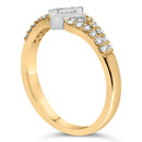 10K Two Tone Color 1/2 Cttw Diamond Kite and Split Shank Ring (H-I Color,SI2-I1 Clarity)
