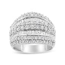 .925 Sterling Silver 2.00 Cttw Round and Baguette-Cut Diamond Cluster Ring (H-I Color, I1-I2 Clarity) - Size 7