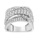 .925 Sterling Silver 2.00 Cttw Round-Cut Diamond Overlapping Bypass Band Ring (I-J Color, I2-I3 Clarity) - Ring Size 7