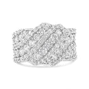 10K White Gold 3.00 Cttw Diamond Multi Row Cluster Band Ring (I-J Color, I3 Clarity) - Size 7