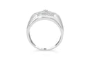 Men's .925 Sterling Silver 1/2 Cttw Multi-Diamond Hexagon Frame Ring (I-J Color, I3 Clarity) - Ring Size 10