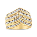 10K Yellow Gold Plated .925 Sterling Silver 1 1/2 Cttw Diamond Channel Band (Champagne Color, I2-I3 Clarity) Ring Size 7