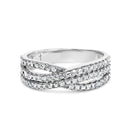 10K White Gold 3/4 Cttw Princess Natural Diamond Split Shank and Weave Band Ring (H-I Color, SI1-SI2 Clarity) - Ring Size 7