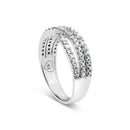 10K White Gold 3/4 Cttw Princess Natural Diamond Split Shank and Weave Band Ring (H-I Color, SI1-SI2 Clarity) - Ring Size 7