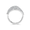 10K White Gold 1 1/2 Cttw Princess Diamond Swirl Design Cocktail Ring