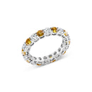 14K White Gold 3.00 Cttw Alternating White and Yellow Lab-Grown Diamond Eternity Band Ring (F-G Color, VS1-VS2 Clarity) - Size 6.5
