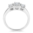 14K White Gold  3/4 Cttw Lab Grown Diamond 3 Stone Ring Band (F-G Color, VS2-SI1 Clarity)- Size 7