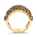 10K Yellow Gold Plated .925 Sterling Silver 3.0 Cttw Champagne Diamond Multi Lattice Band Ring - Size 7