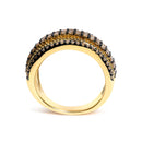 10K Yellow Gold Plated Sterling Silver 1.00 Cttw Champagne Diamond Multi Layer Band Ring
