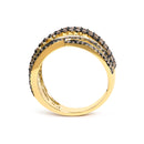 10K Yellow Gold Plated .925 Sterling Silver 1.0 cttw Champagne Diamond Highway Ring