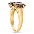 10K Yellow Gold Plated .925 Sterling Silver 1/2 Cttw Champagne Diamond Step Up Ring - Size 7