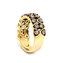 10K Yellow Gold Plated Sterling Silver 1 1/2 Cttw Brown Diamond Scalloped Band Ring