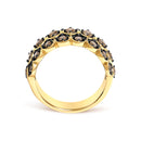 10K Yellow Gold Plated Sterling Silver 1.0 Cttw Brown Diamond Scalloped Motif Band Ring