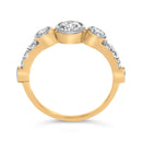 10K Yellow Gold Plated Silver 1.0 Cttw Round Lab Grown Diamond Bezel Station Ring