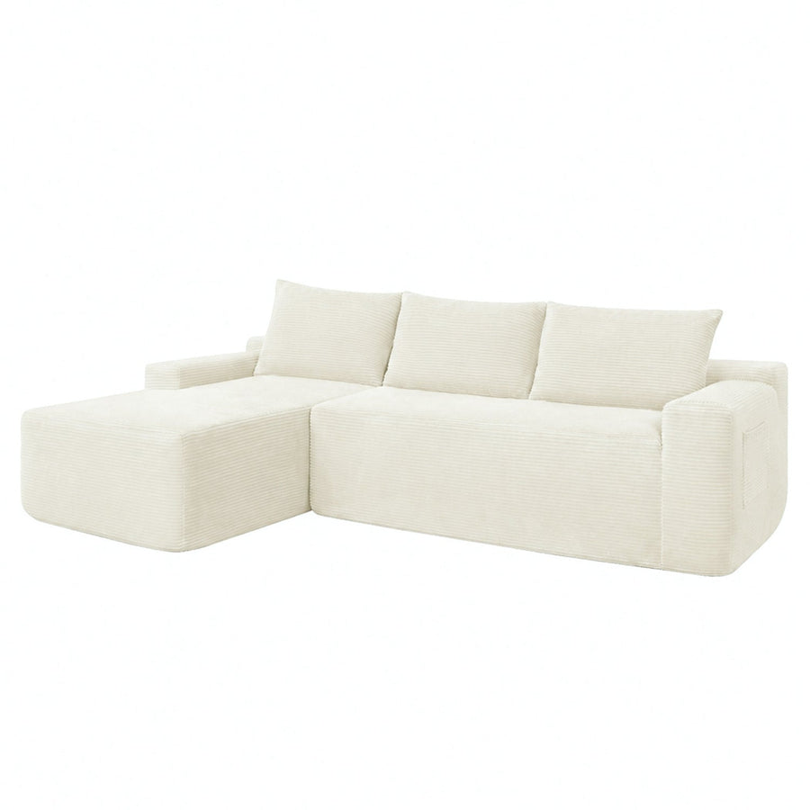 Cloud L-Shaped Corduroy Sectional Sofa with Chaise Lounge