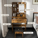 Vanity Desk Set with LED Lighted Mirror & Padded Stool