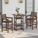 30 Inch Square Bar Table Dining Table with Slatted Tabletop for Poolside