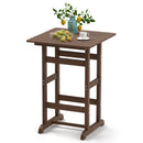 30 Inch Square Bar Table Dining Table with Slatted Tabletop for Poolside