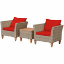 3 Pieces Patio Rattan Furniture Set with Washable Cushion for Yard Porch