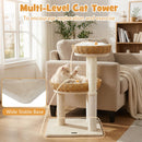 30-Inch Cat Tower with 2 Rattan Cat Baskets for Indoor Kittens