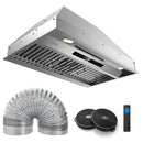 30 Inch Under Cabinet Range Hood with 4 Fan Speeds and Baffles Filters-Silver