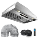 30 Inch Under Cabinet Range Hood with 4 Fan Speeds and Baffles Filters-Silver