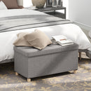 30 Inches Storage Ottoman Bench with Tray and Rubber Wood Legs-Gray