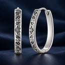925 Sterling Silver Earrings for Women - 2.0*0.3cm, Inner Diameter 1.7cm, Oxidized Silver