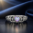 925 Sterling Silver Opal and CZ Stackable Ring in Size 6 for Women