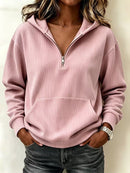 Half-zip Hoodie Laid-back Casual Long-sleeve Sweatshirt