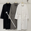 Loose Casual Stylish Long Trench Coat With A Stand Collar And Drawstring
