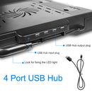 Foldable Laptop Table Bed Notebook Desk w/Cooling Fan Mouse Board LED light 4 x USB Ports Breakfast Snacking Tray with Storage Groove For Home Office