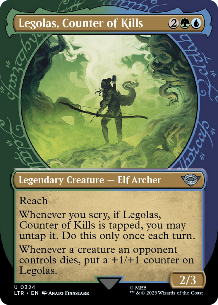Legolas, Counter of Kills (LTR-324) - The Lord of the Rings: Tales of Middle-earth: (Showcase) (Borderless) Foil