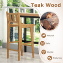 30 Inch Teak Wood Bar Chair with Footrest and Backrest for Deck Poolside Garden